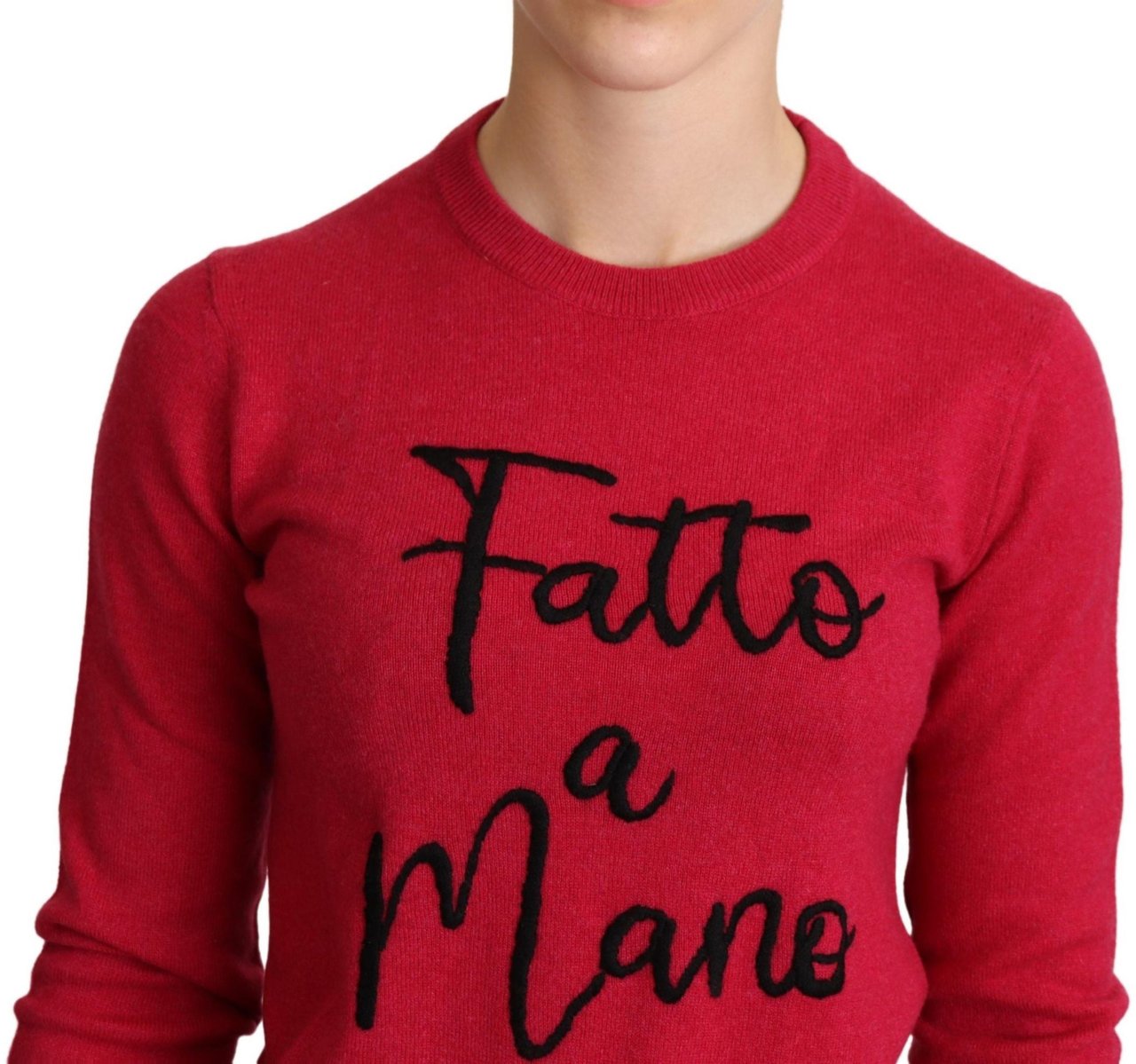 Dolce & Gabbana Pink Embroidered Cashmere Wool Pullover Sweater Roze
