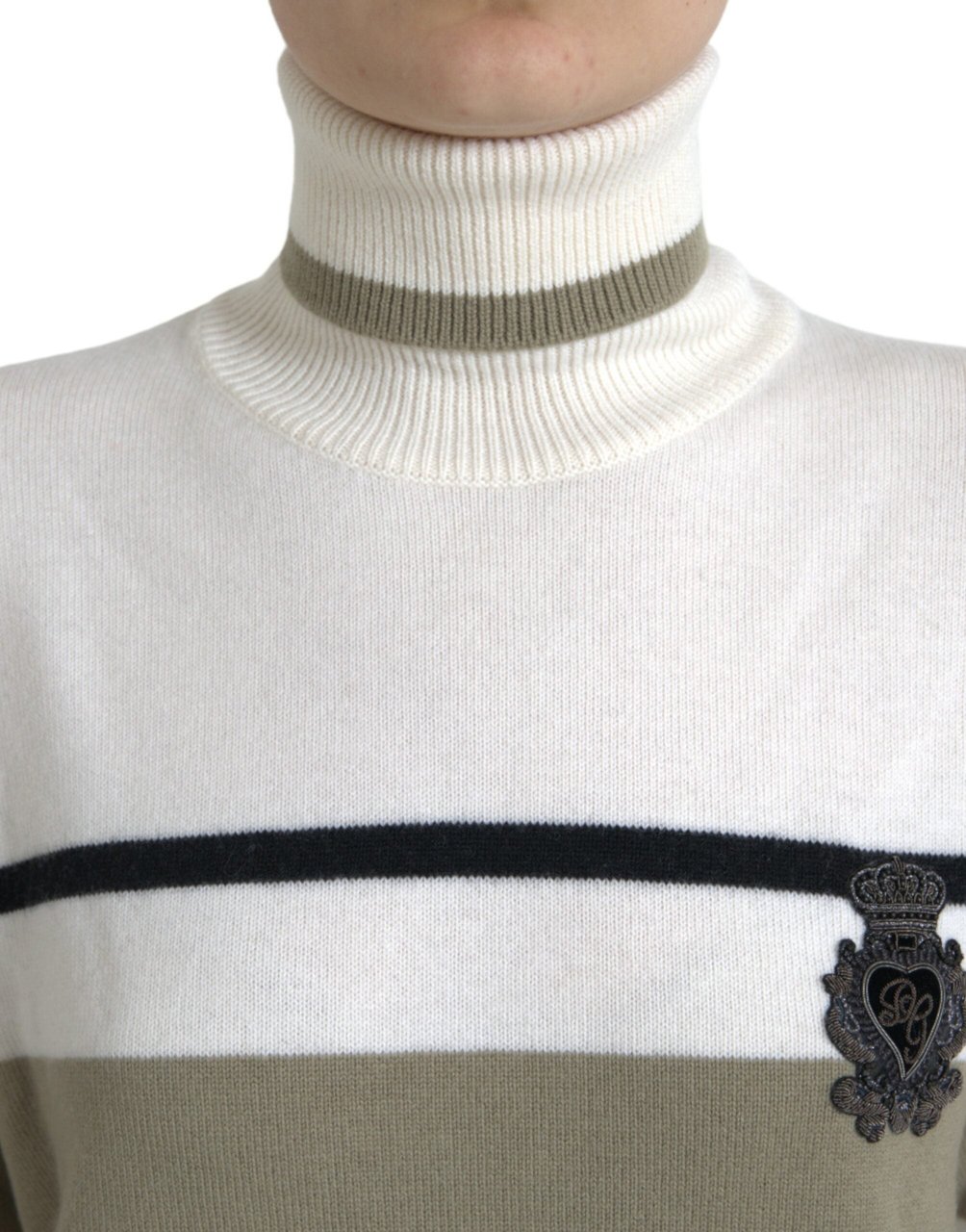 Dolce & Gabbana Multicolor Stripe Wool Logo Pullover Sweater Divers