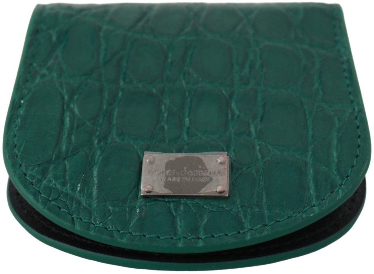 Dolce & Gabbana Green Exotic Skins Condom Case Holder Wallet Groen