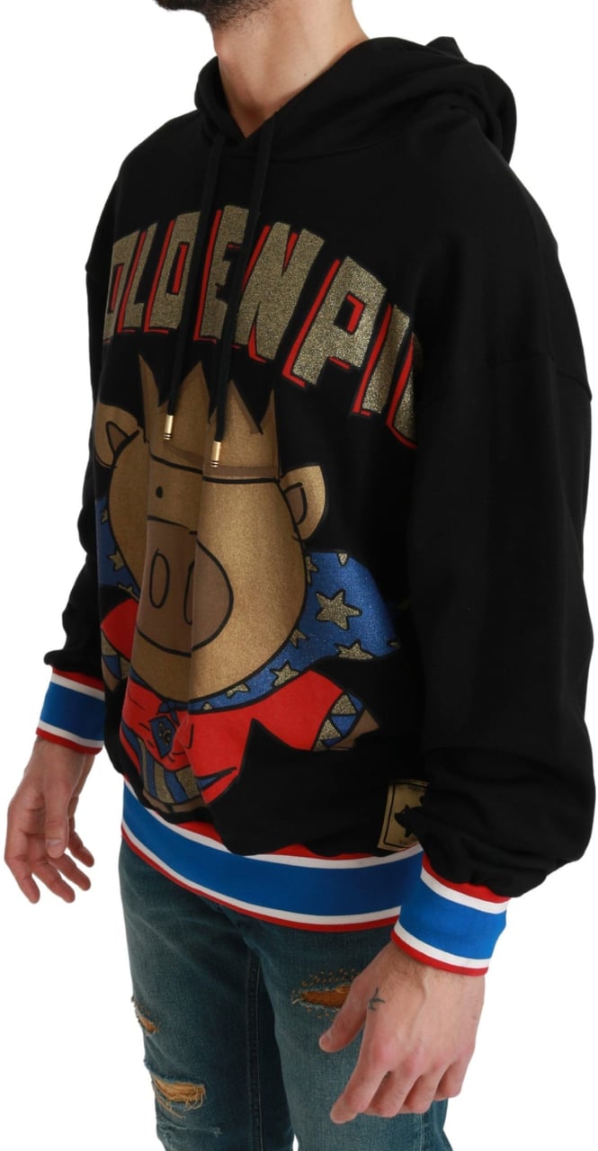 Dolce & Gabbana Black Sweater Pig of the Year Hooded Zwart