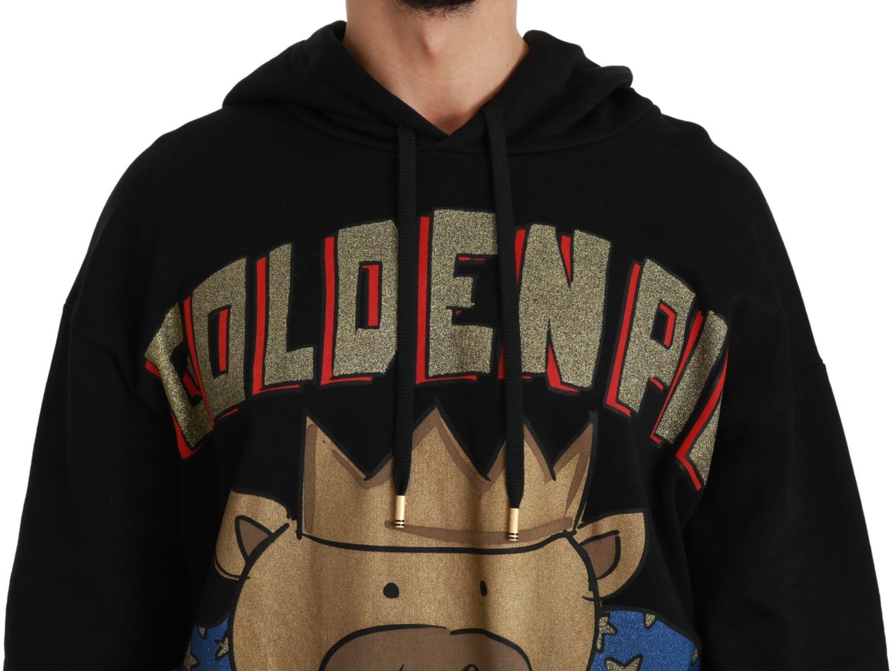 Dolce & Gabbana Black Sweater Pig of the Year Hooded Zwart