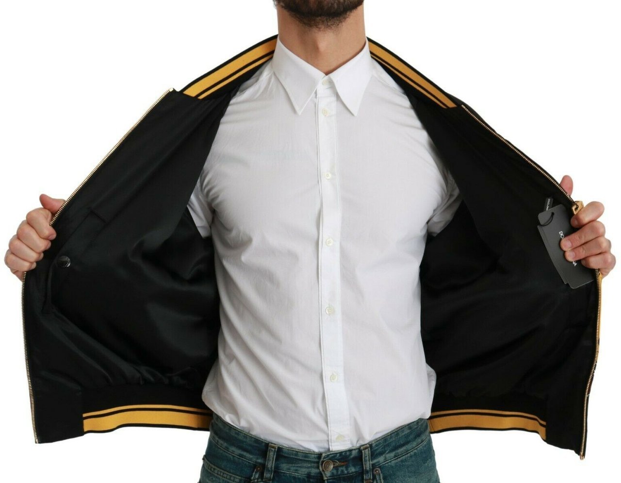 Dolce & Gabbana Black YEAR OF THE PIG Bomber Jacket Zwart