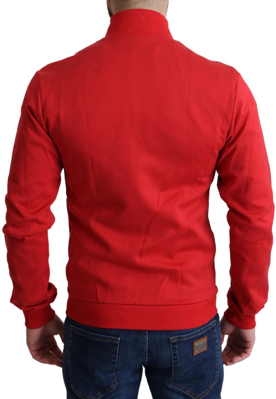 Dolce & Gabbana Red DG Motor Club Zippered Cardigan Sweater Rood