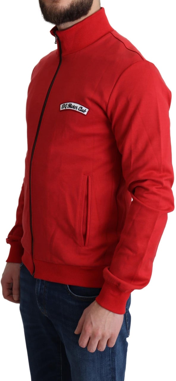 Dolce & Gabbana Red DG Motor Club Zippered Cardigan Sweater Rood
