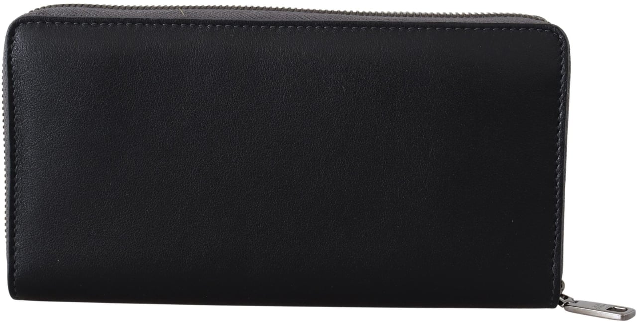 Dolce & Gabbana Black Zip Around Continental Clutch Leather Wallet Zwart