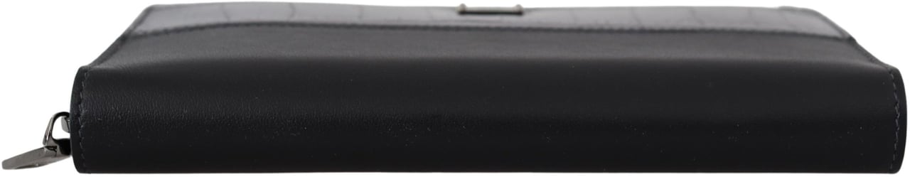 Dolce & Gabbana Black Zip Around Continental Clutch Leather Wallet Zwart