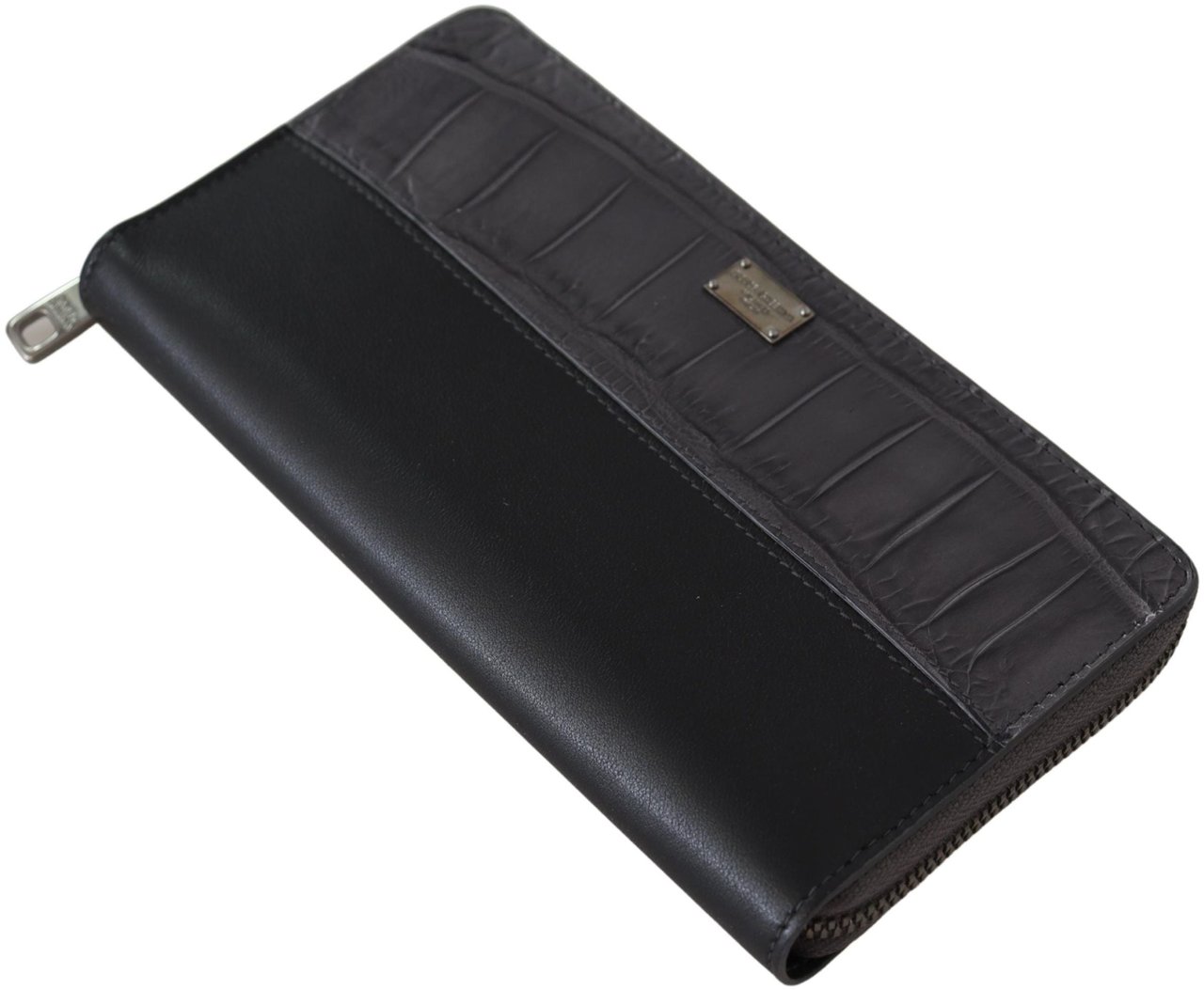 Dolce & Gabbana Black Zip Around Continental Clutch Leather Wallet Zwart