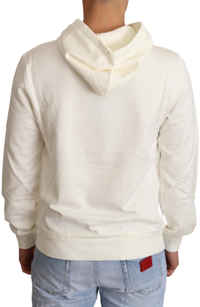 Dolce & Gabbana White King Ceasar Cotton Hooded Sweater Wit