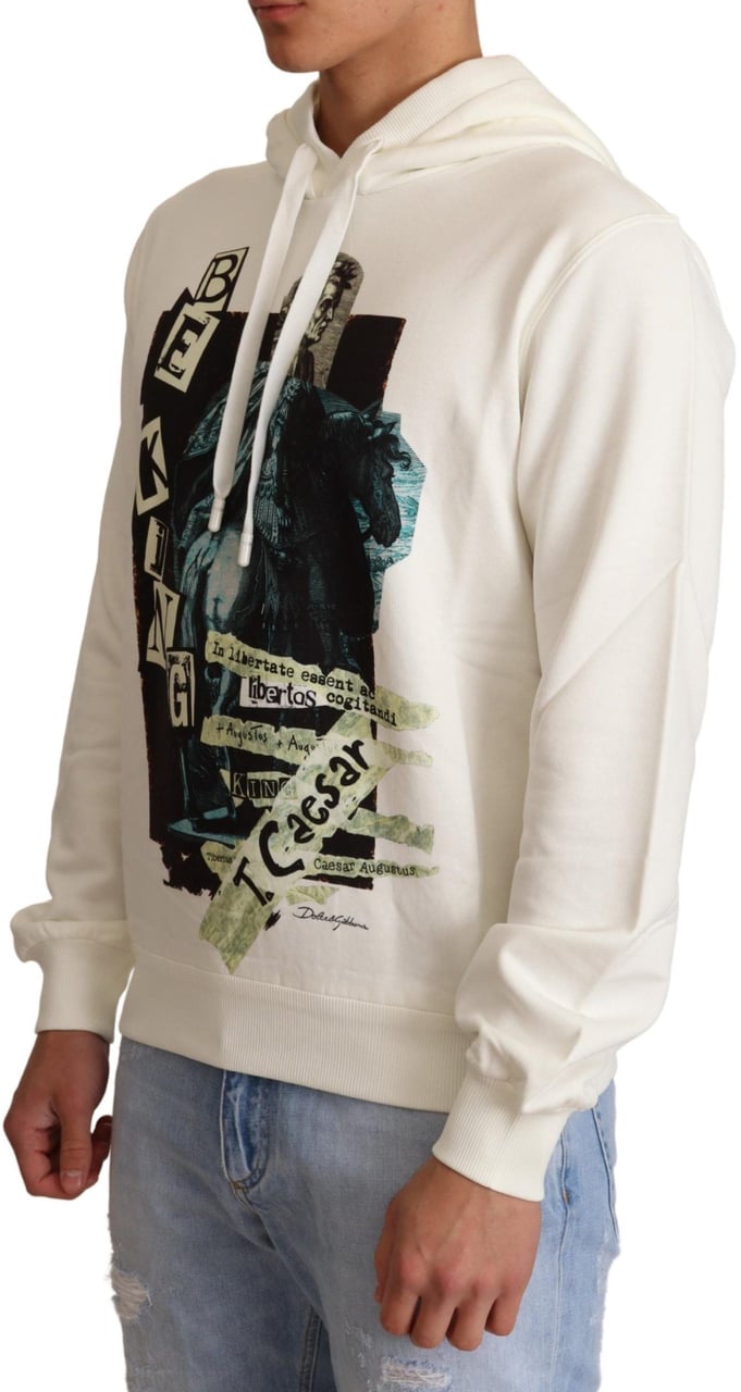 Dolce & Gabbana White King Ceasar Cotton Hooded Sweater Wit