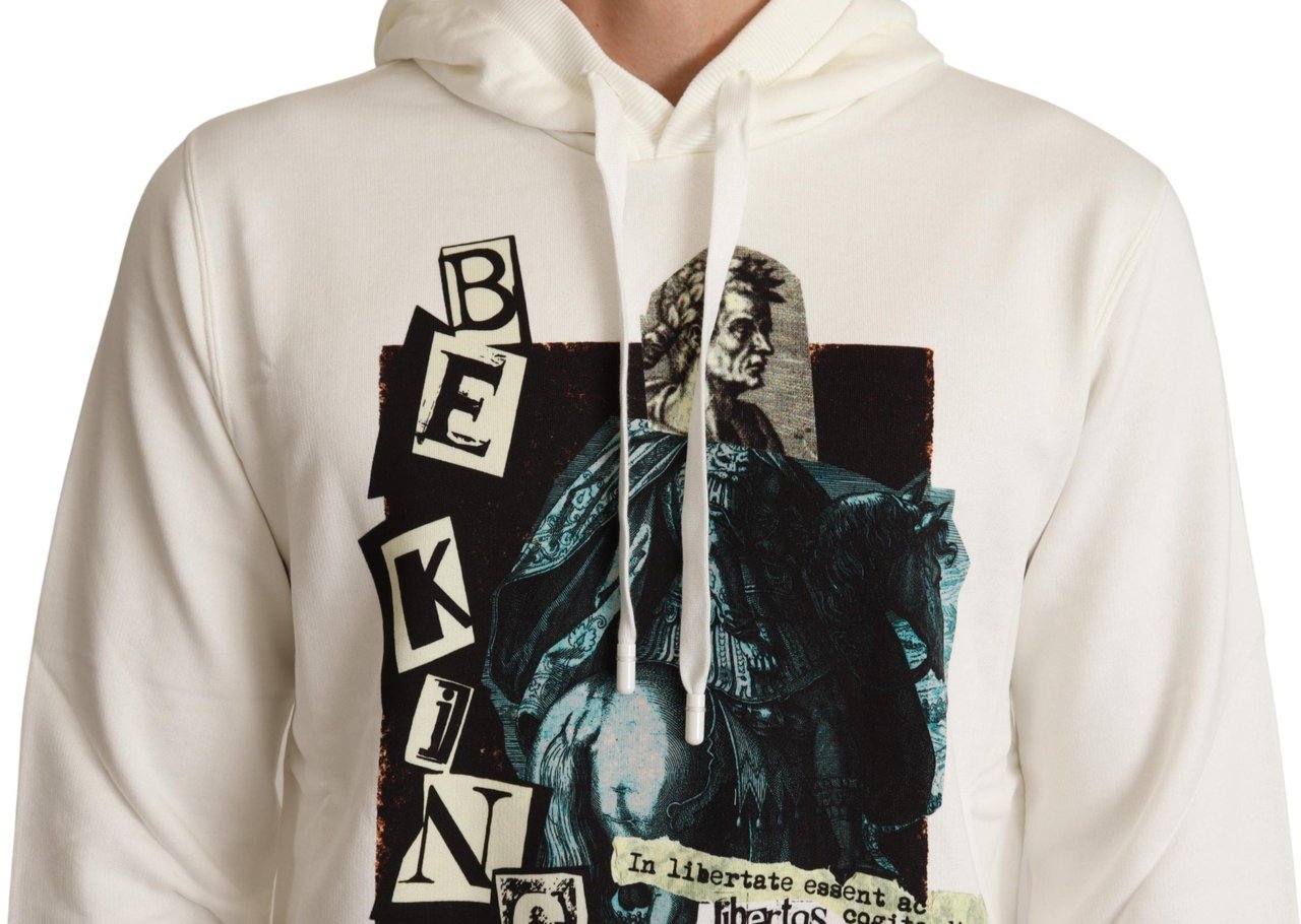 Dolce & Gabbana White King Ceasar Cotton Hooded Sweater Wit