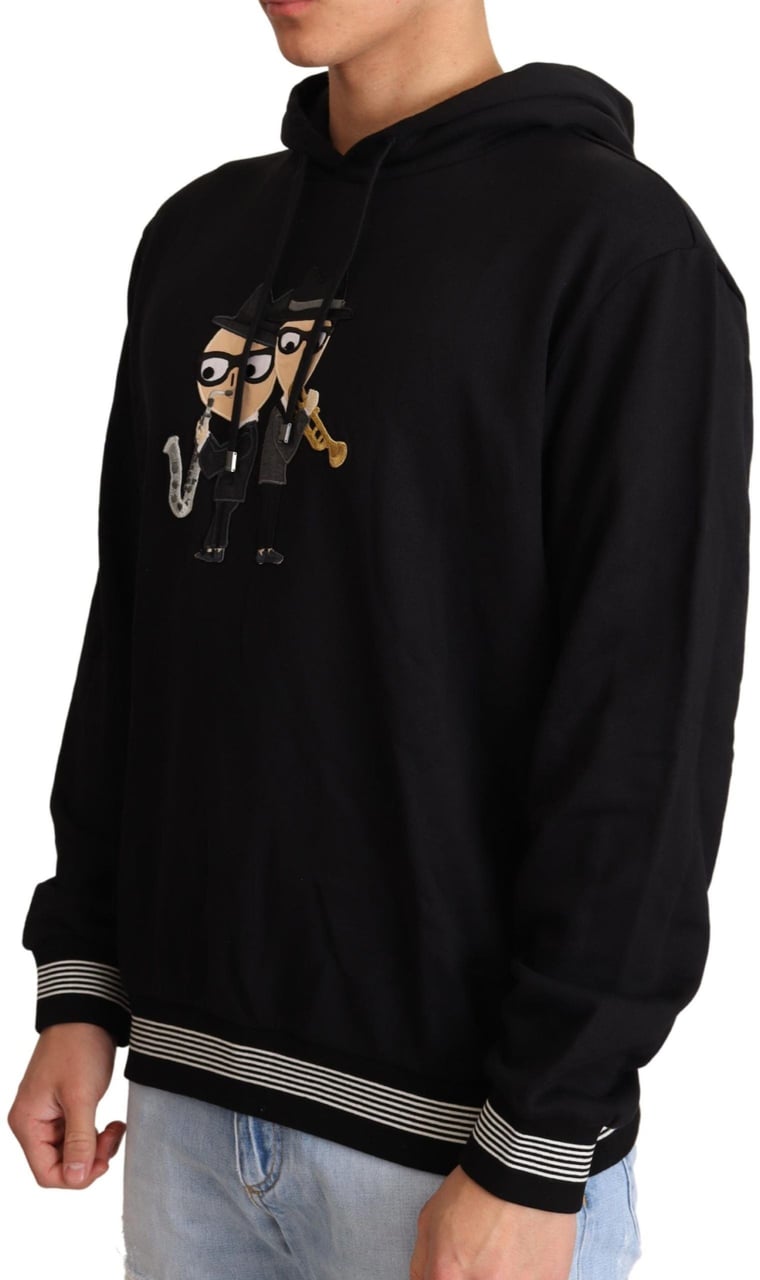 Dolce & Gabbana Black Cotton Hooded #dgfamily Sweater Zwart