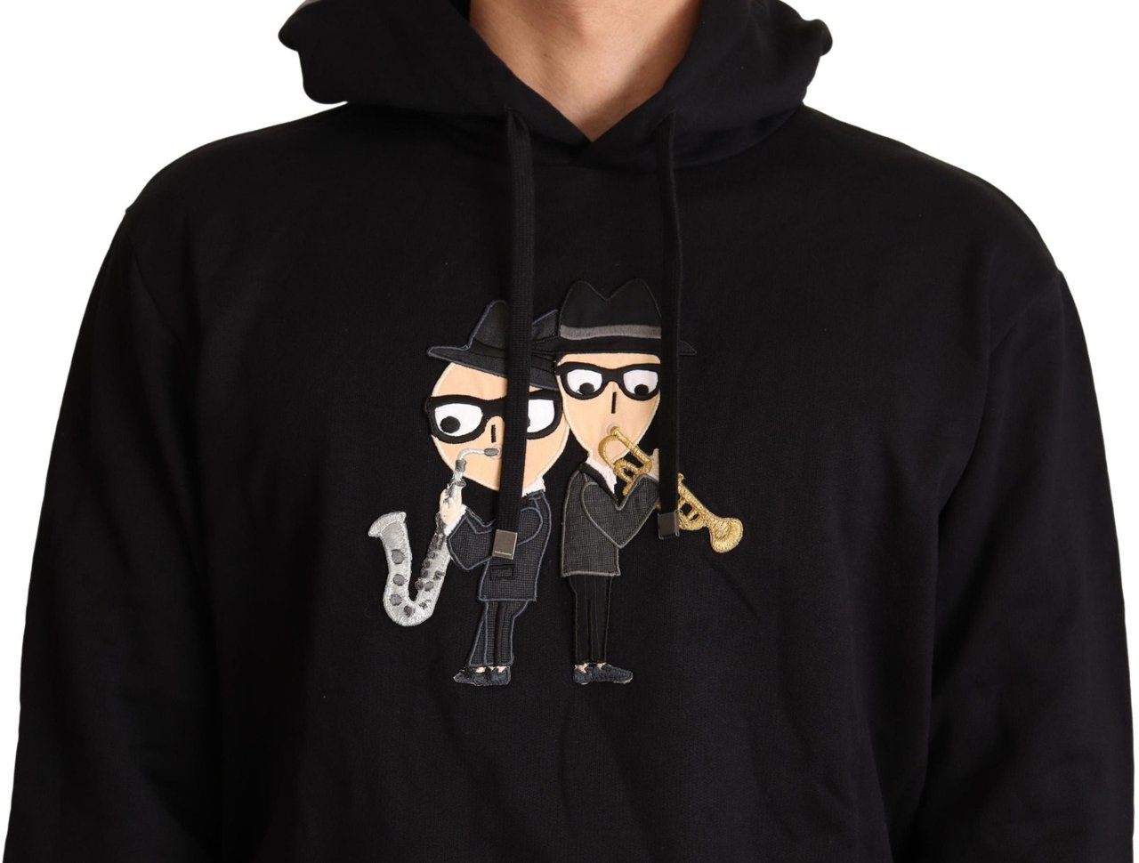 Dolce & Gabbana Black Cotton Hooded #dgfamily Sweater Zwart