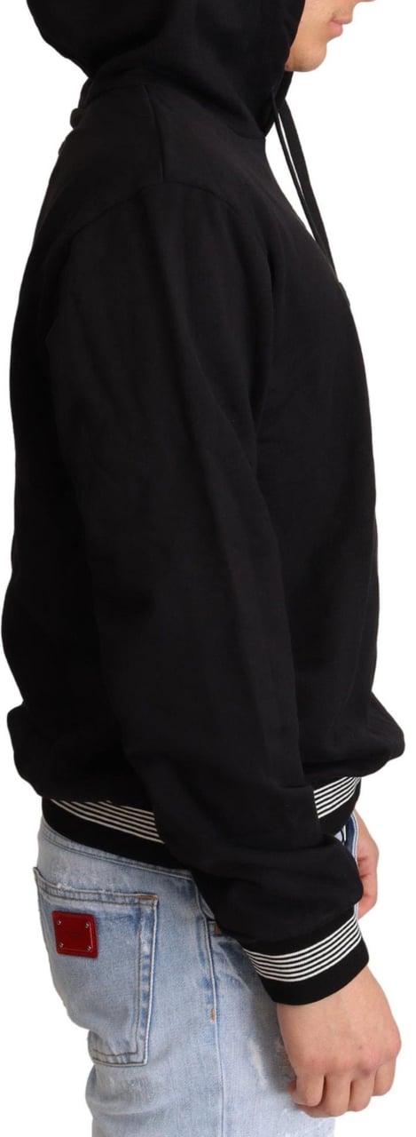 Dolce & Gabbana Black Cotton Hooded #dgfamily Sweater Zwart