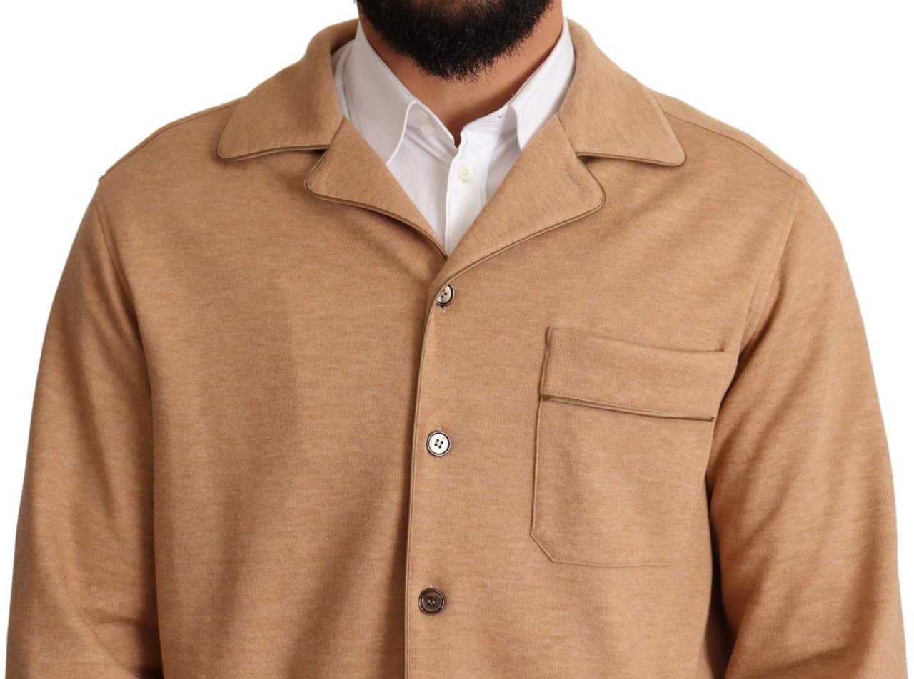 Dolce & Gabbana Brown Cotton Button Collared Coat Jacket Bruin
