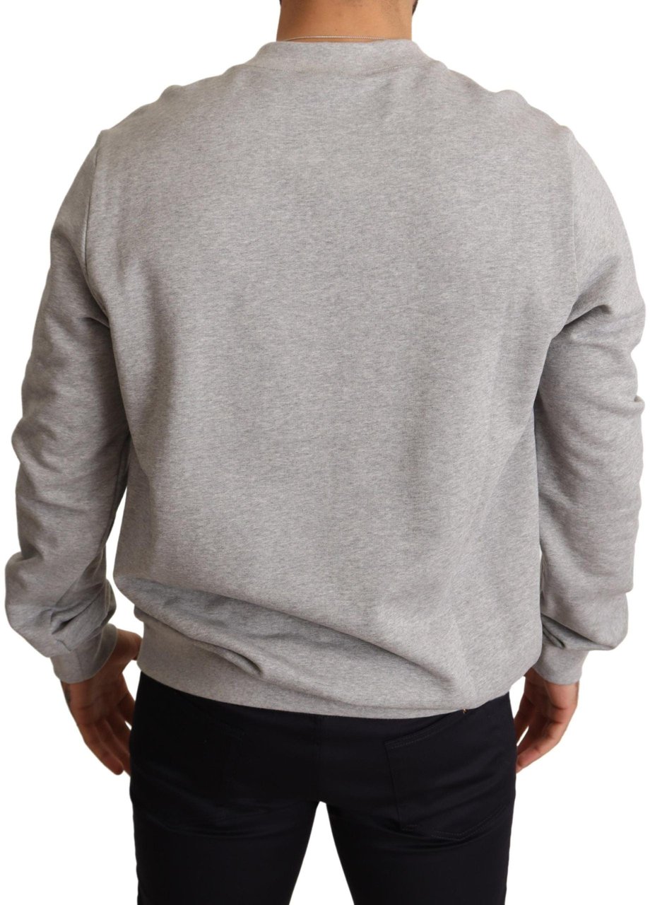 Dolce & Gabbana Gray Crown King Print Cotton Sweater Zwart