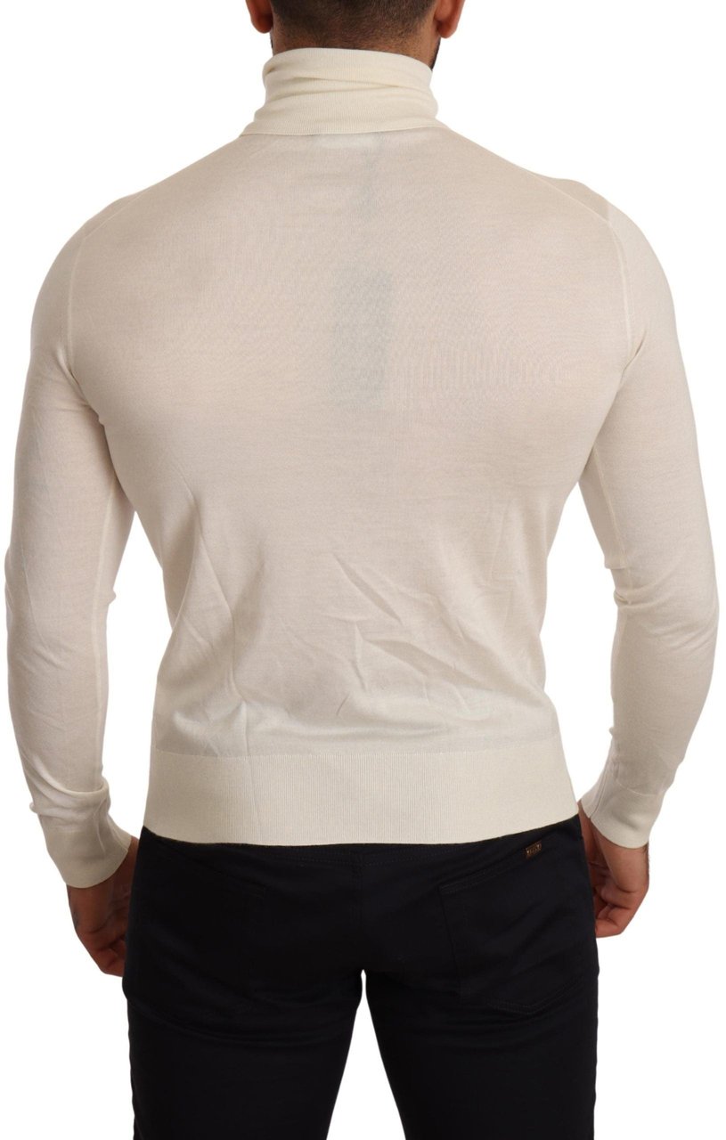 Dolce & Gabbana Cream Cashmere Turtleneck Pullover Sweater Beige