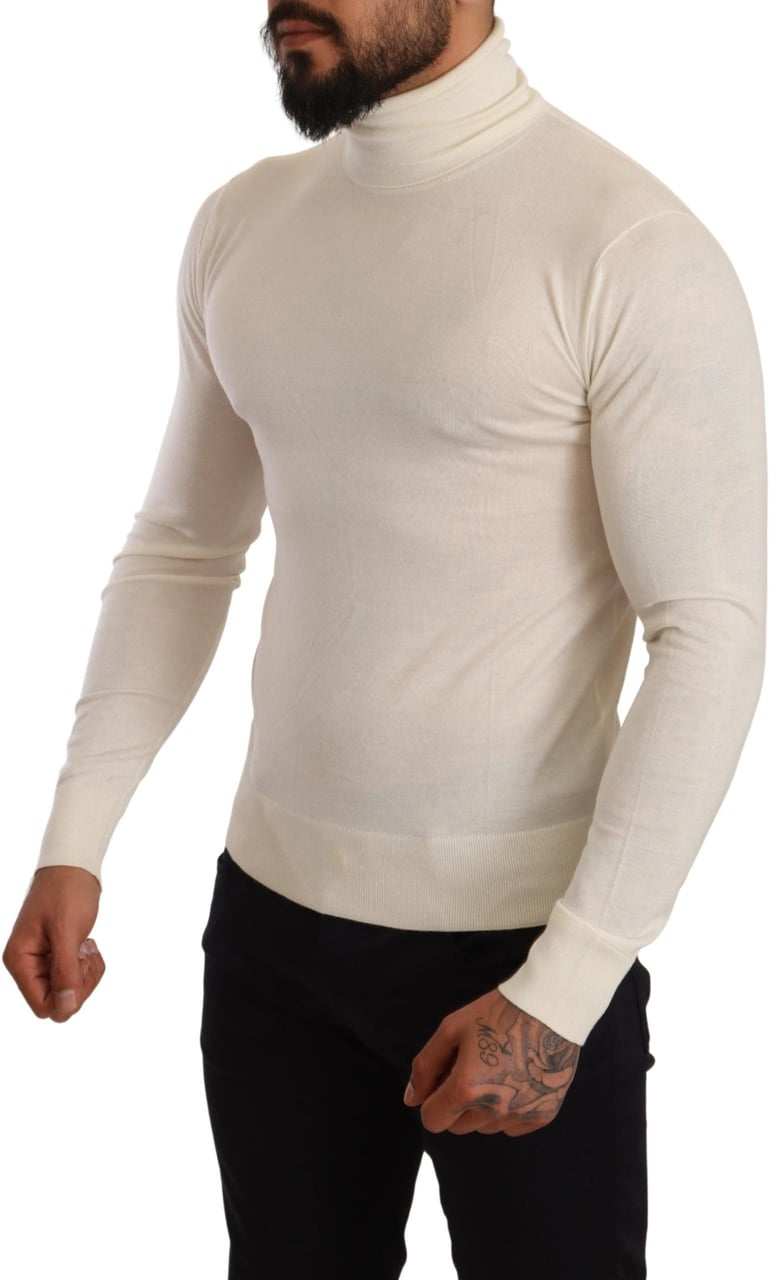 Dolce & Gabbana Cream Cashmere Turtleneck Pullover Sweater Beige