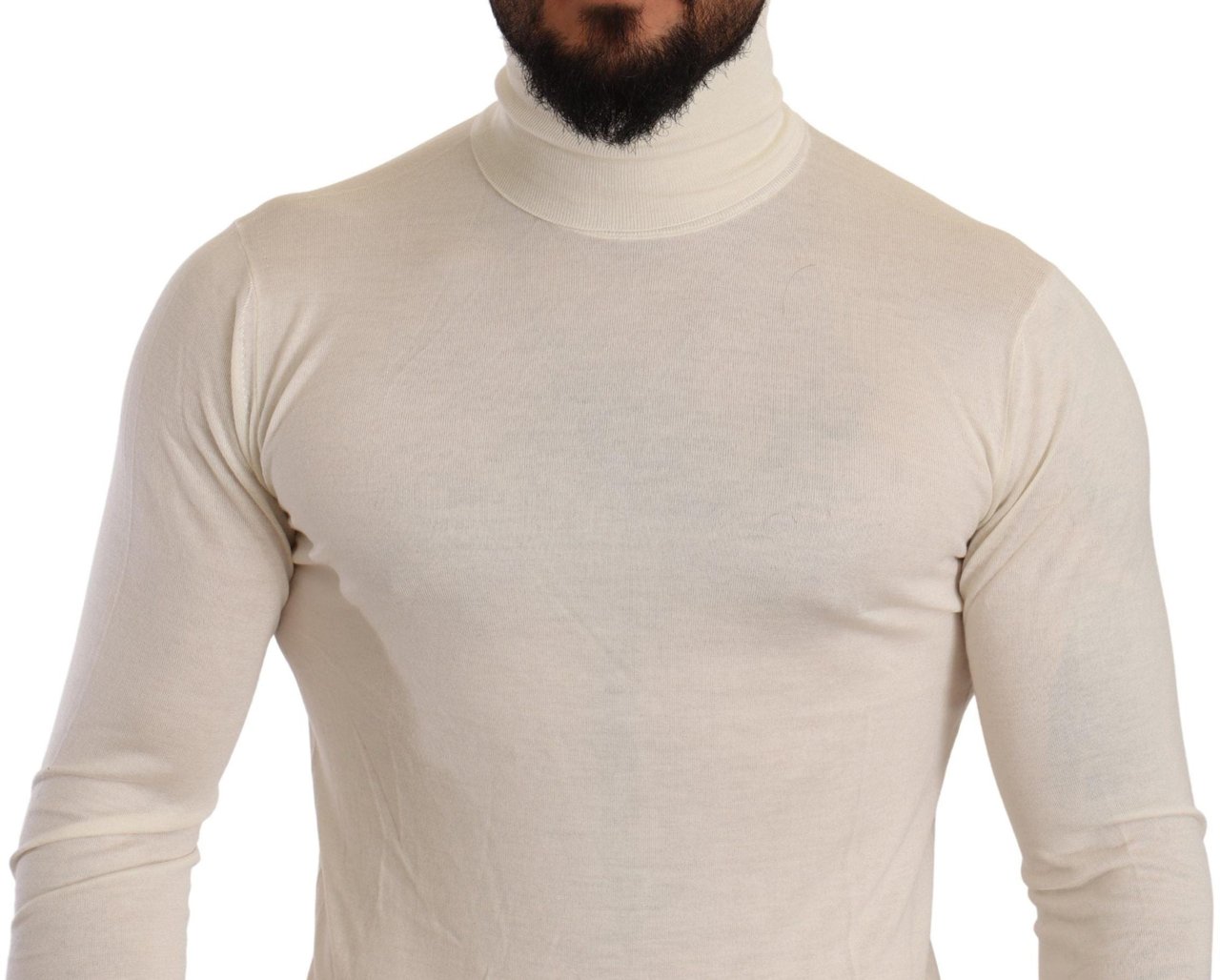 Dolce & Gabbana Cream Cashmere Turtleneck Pullover Sweater Beige