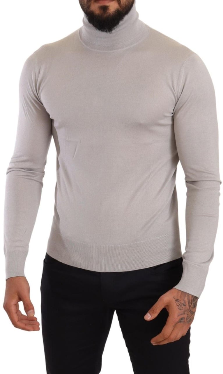 Dolce & Gabbana Gray Cashmere Turtleneck Pullover Sweater Grijs