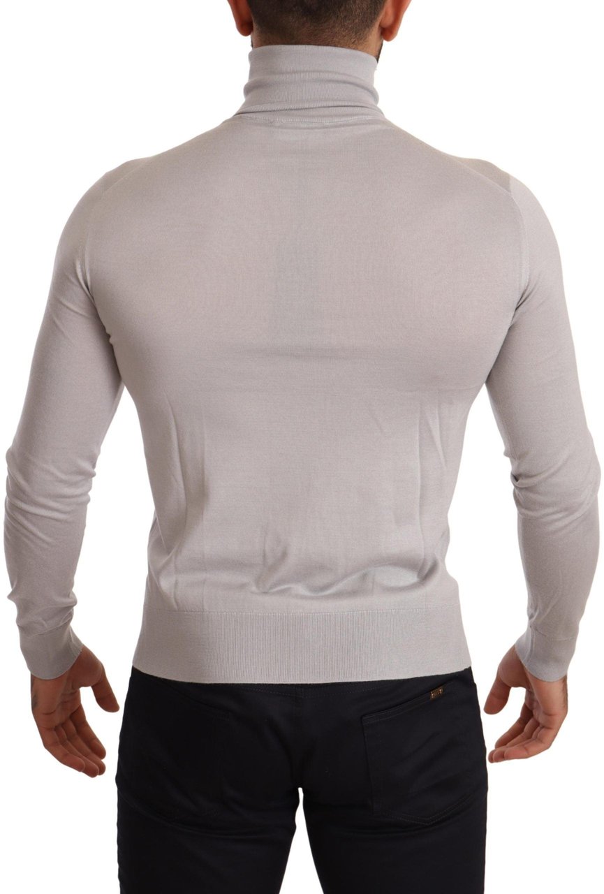 Dolce & Gabbana Gray Cashmere Turtleneck Pullover Sweater Grijs