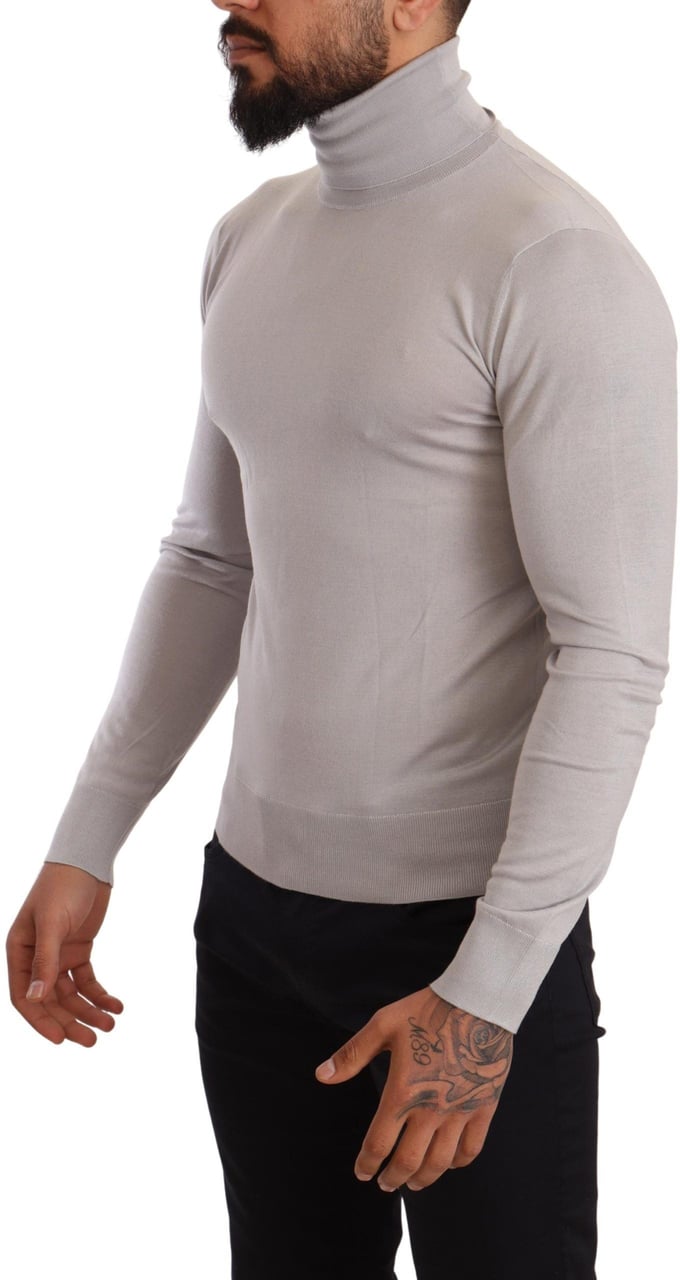 Dolce & Gabbana Gray Cashmere Turtleneck Pullover Sweater Grijs