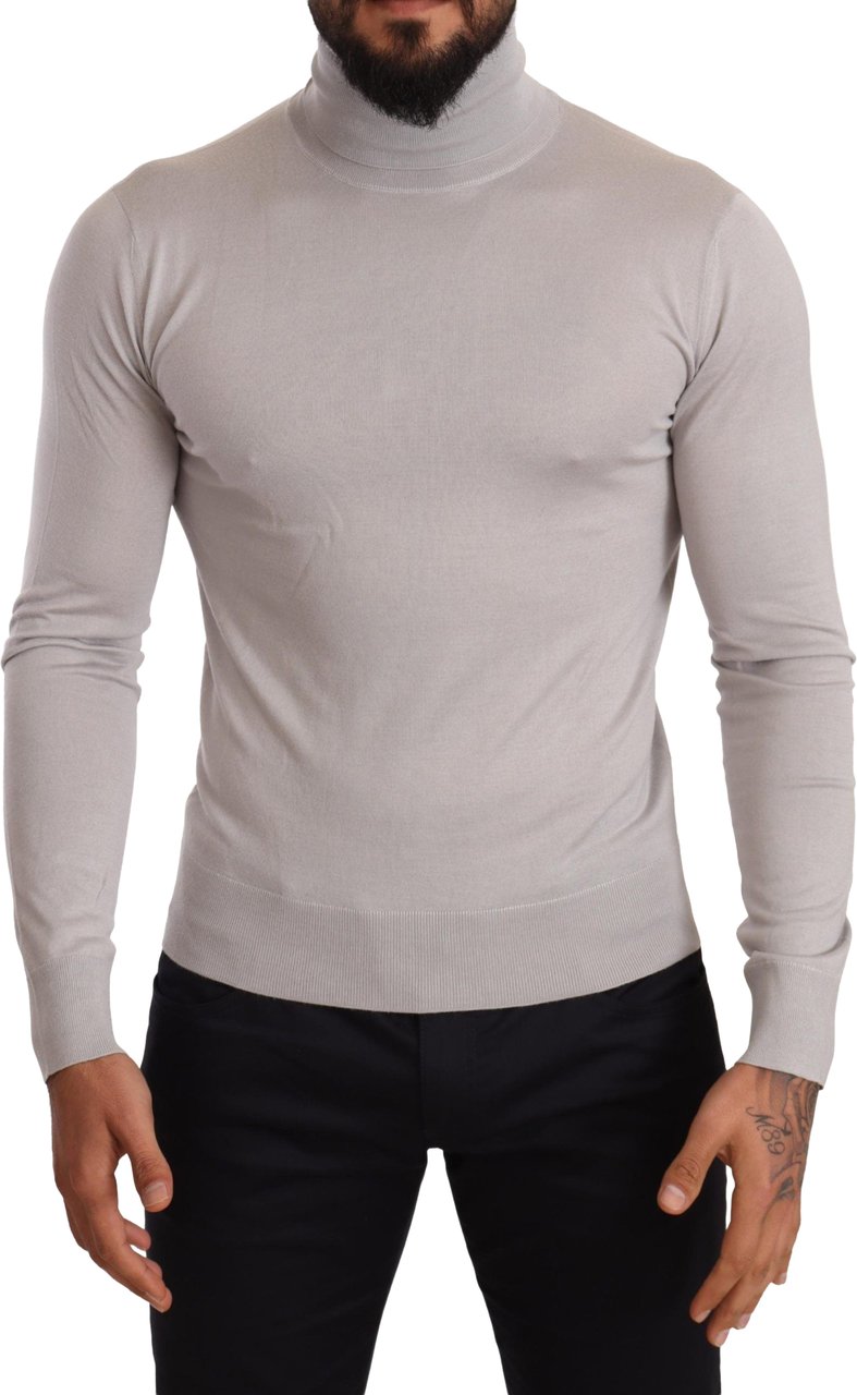 Dolce & Gabbana Gray Cashmere Turtleneck Pullover Sweater Grijs