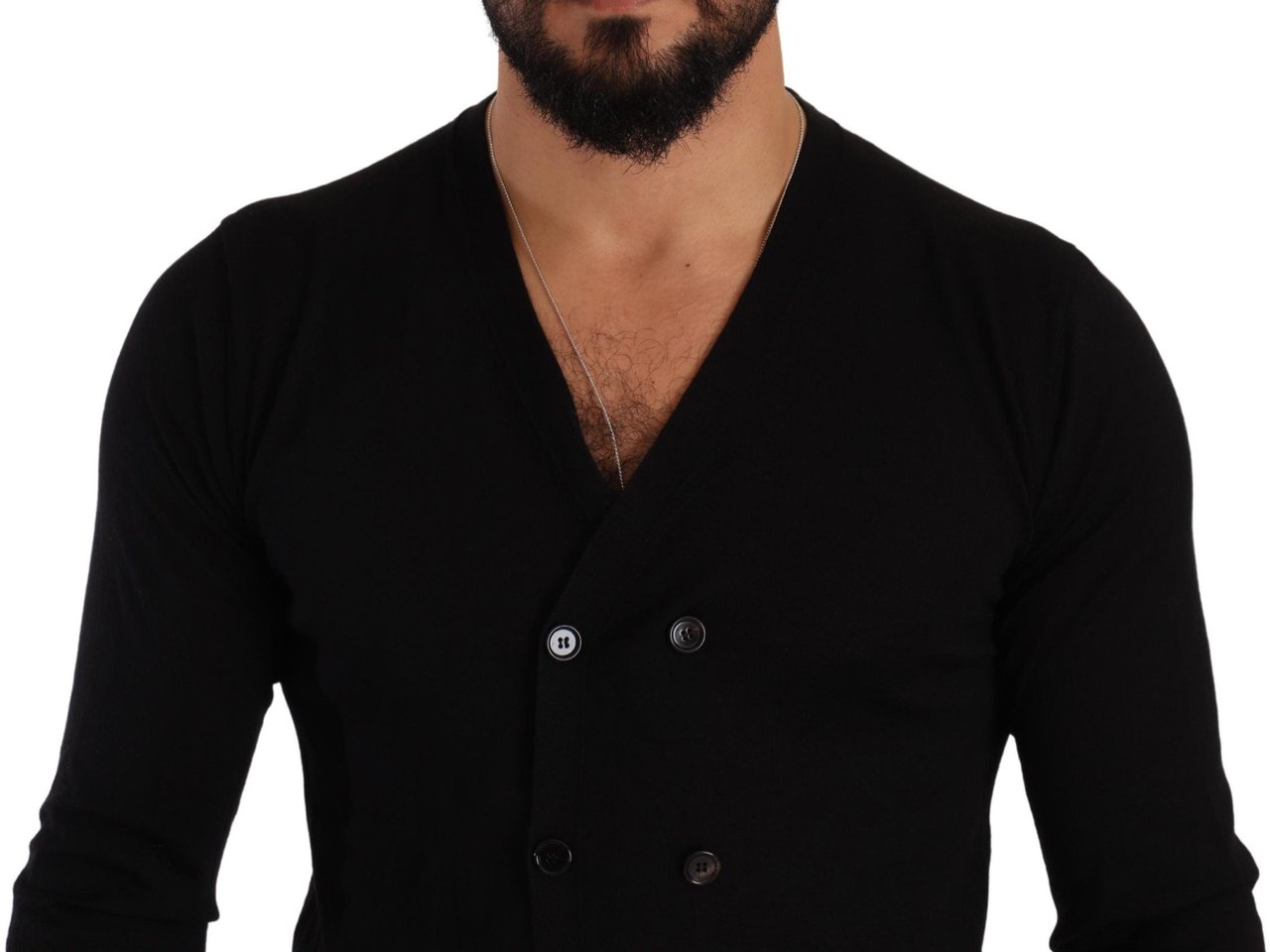 Dolce & Gabbana Black Cashmere Button Down Cardigan Sweater Zwart