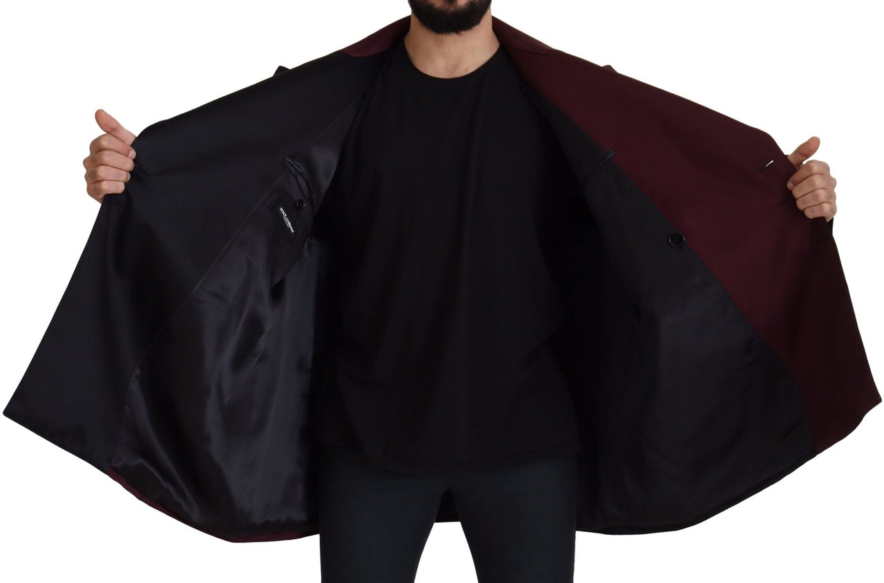 Dolce & Gabbana Bordeaux Polyester Double Breasted Jacket Maroon