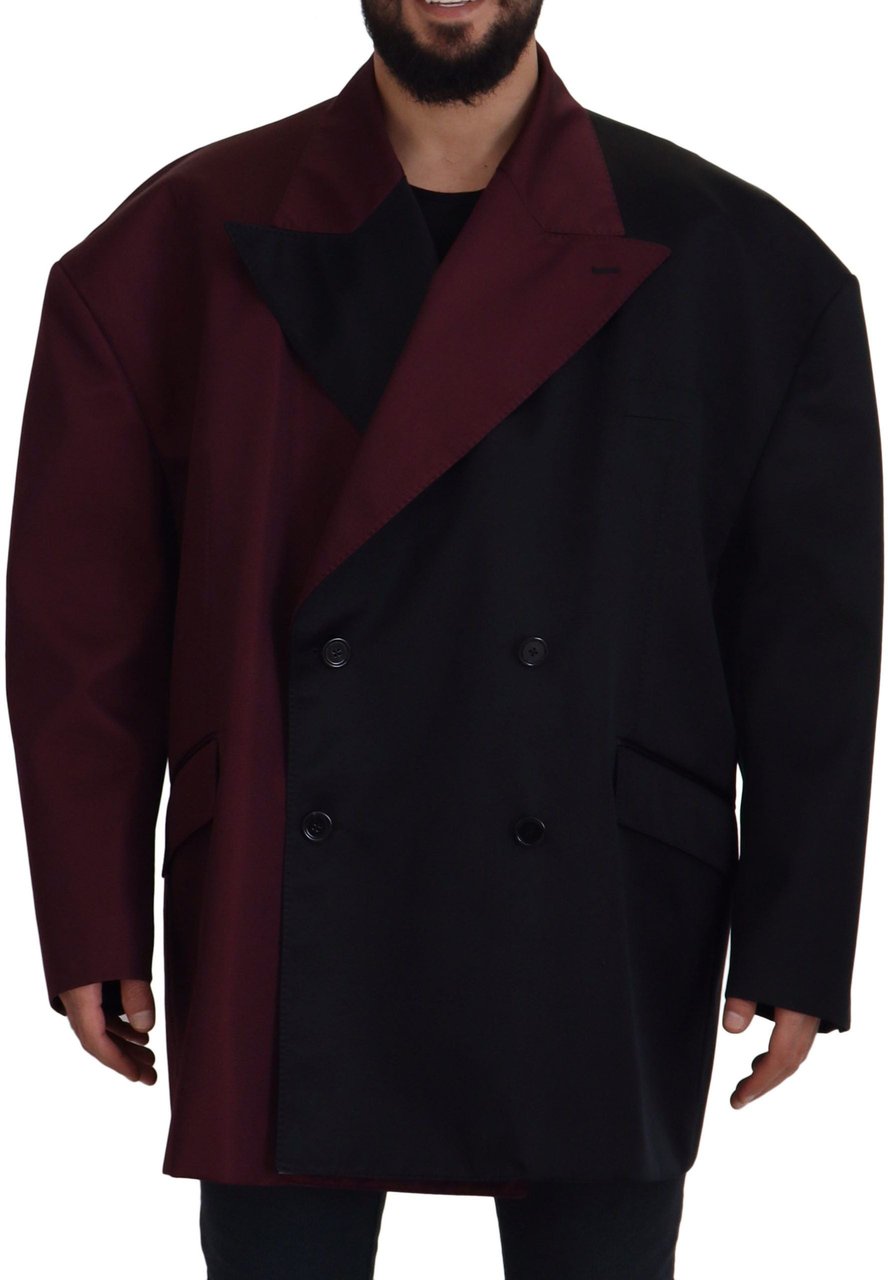 Dolce & Gabbana Bordeaux Polyester Double Breasted Jacket Maroon