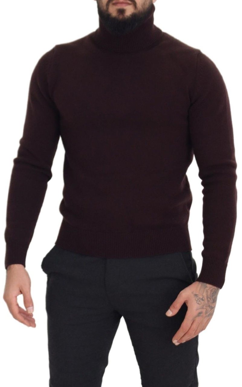 Dolce & Gabbana Brown Wool Turtle Neck Pullover Sweater Bruin