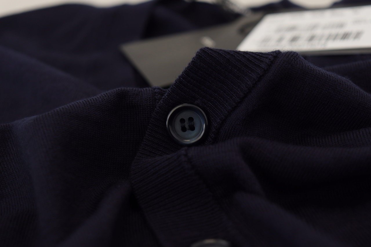 Dolce & Gabbana Blue Wool STAFF Down Cardigan Sweater Blauw