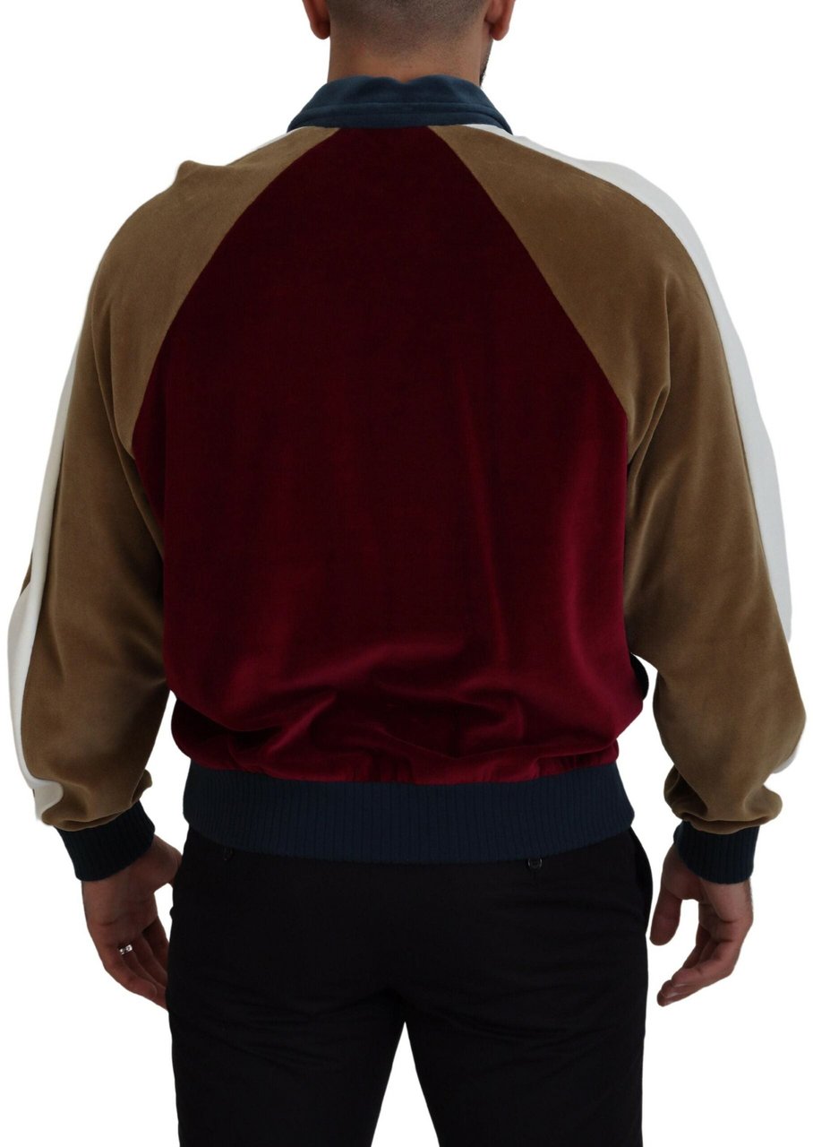 Dolce & Gabbana Multicolor Cotton Collared Pullover Sweater Grijs