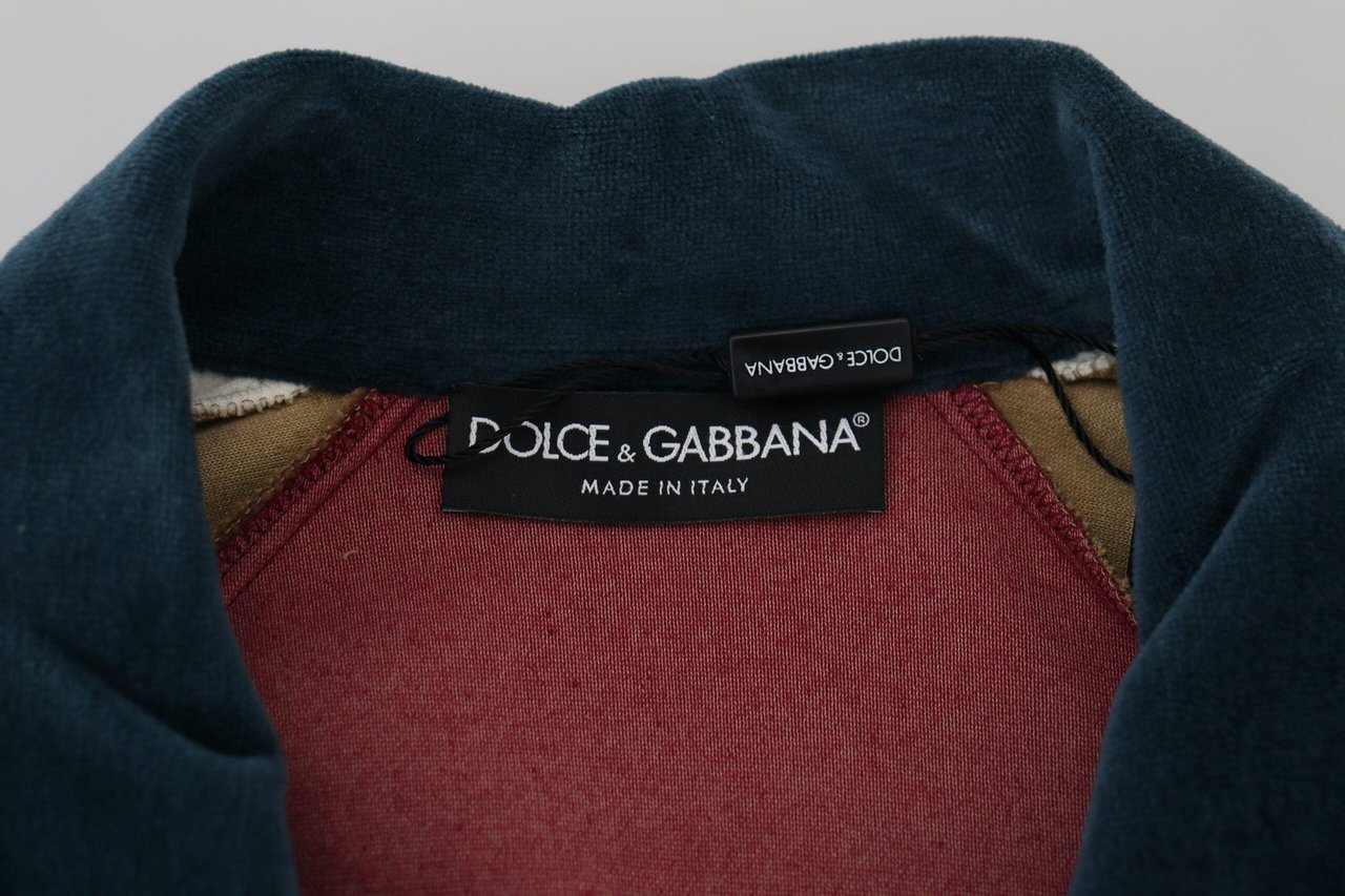 Dolce & Gabbana Multicolor Cotton Collared Pullover Sweater Grijs