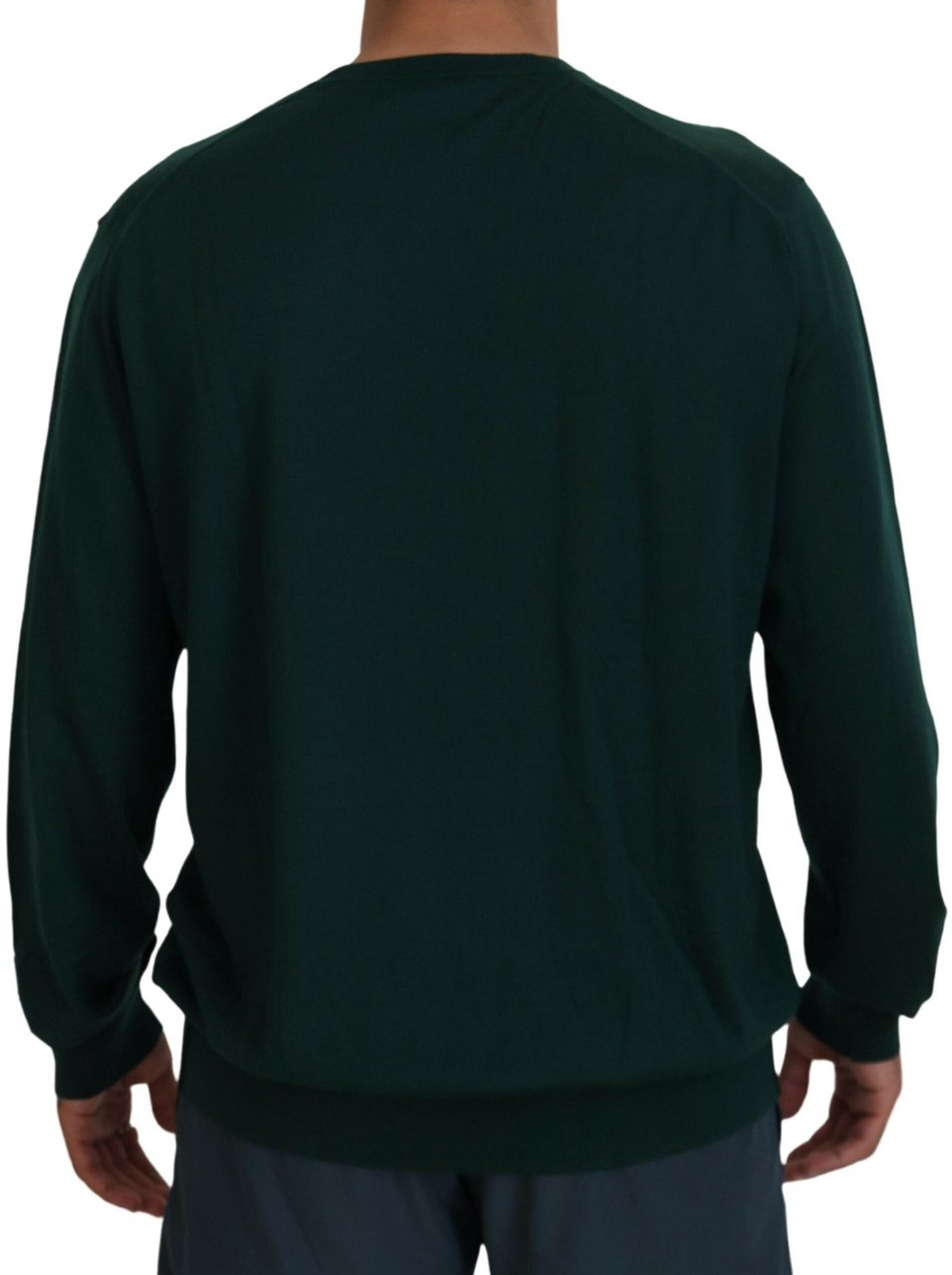 Dolce & Gabbana Green Cashmere V-neck Pullover Sweater Grijs