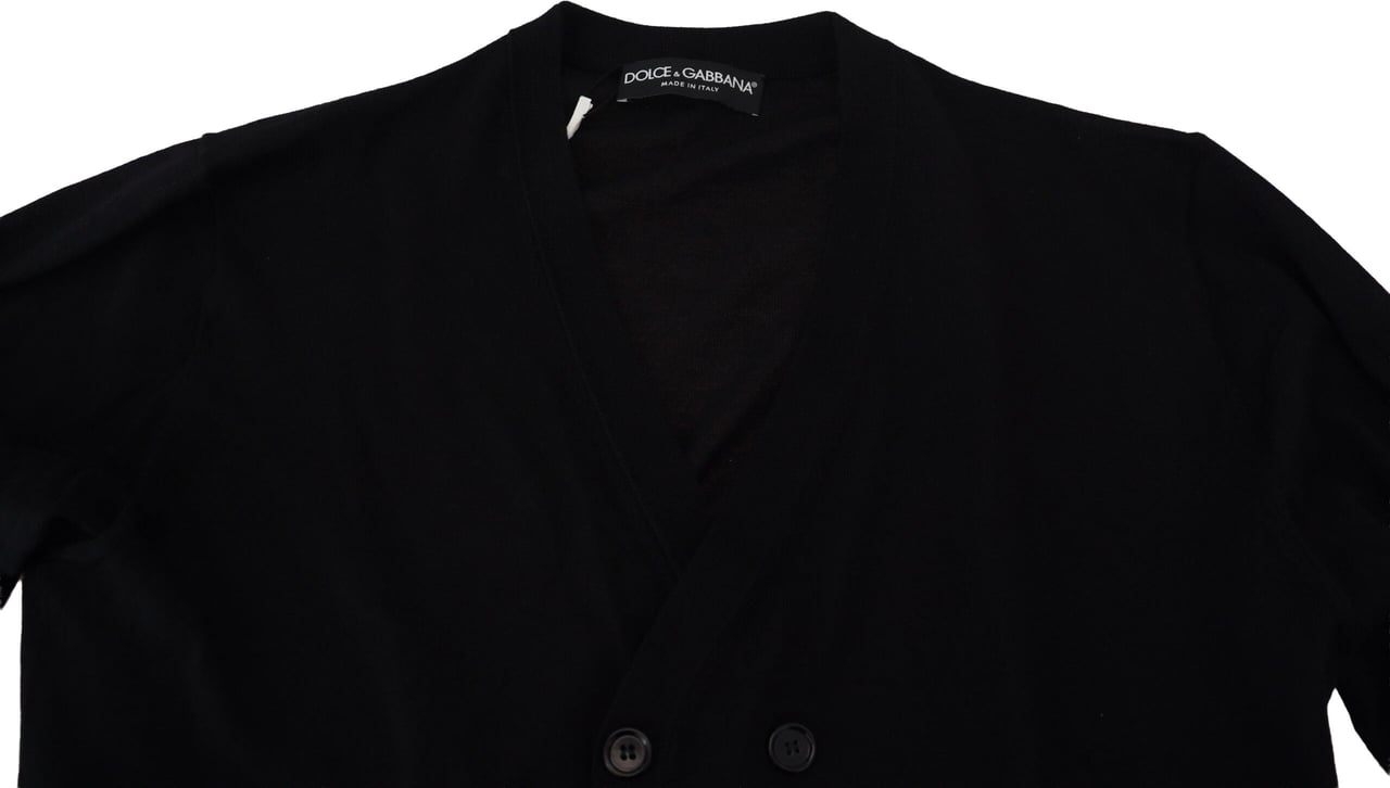 Dolce & Gabbana Black Cashmere Button Down Cardigan Sweater Zwart