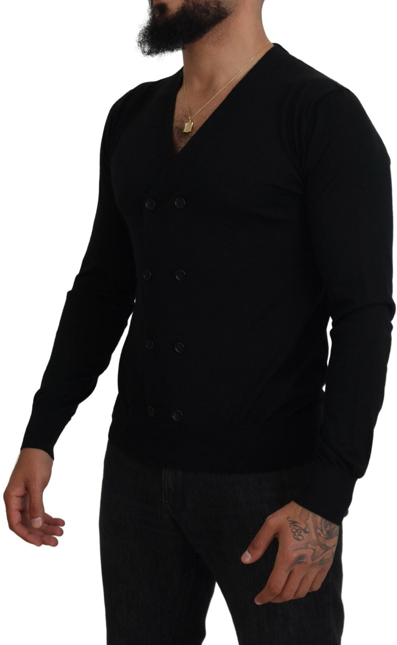 Dolce & Gabbana Black Cashmere Button Down Cardigan Sweater Zwart