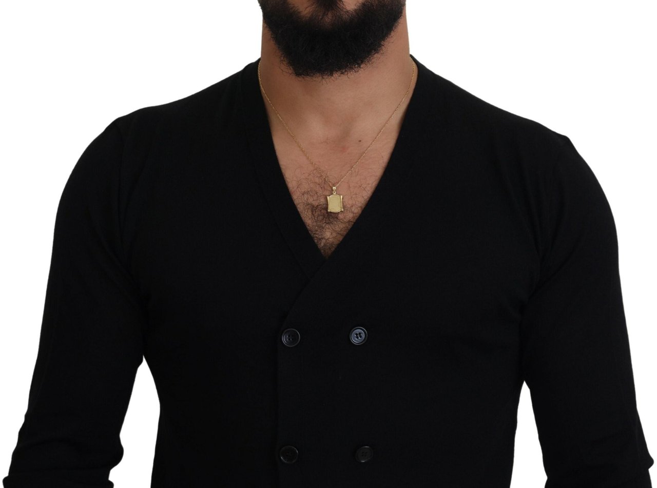 Dolce & Gabbana Black Cashmere Button Down Cardigan Sweater Zwart