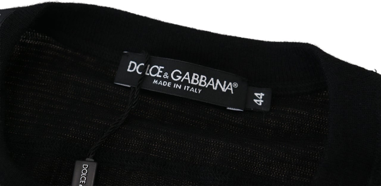 Dolce & Gabbana Black Cashmere Button Pullover Sweater Zwart