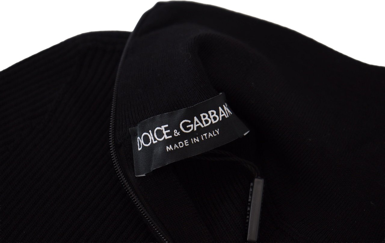 Dolce & Gabbana Black Half Zip Turtleneck Pullover Sweater Zwart