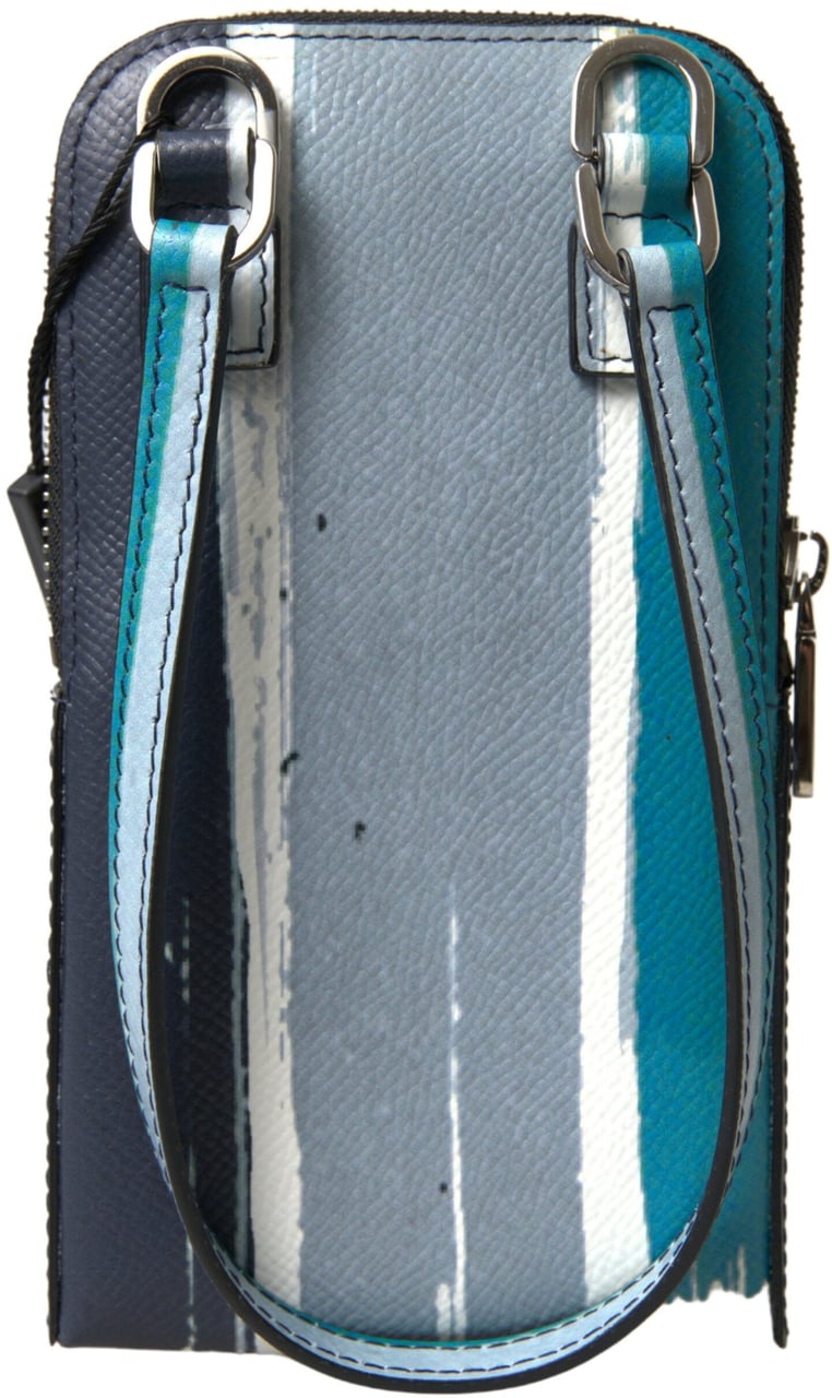 Dolce & Gabbana Blue Leather Purse Crossbody Sling Phone Bag Unisex Blauw