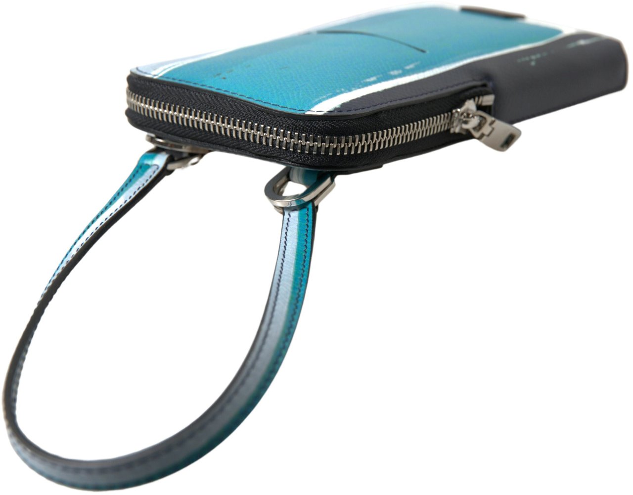 Dolce & Gabbana Blue Leather Purse Crossbody Sling Phone Bag Unisex Blauw