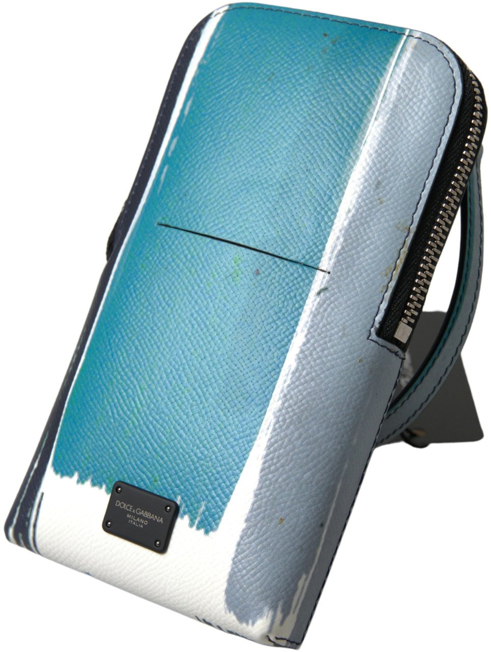 Dolce & Gabbana Blue Leather Purse Crossbody Sling Phone Bag Unisex Blauw