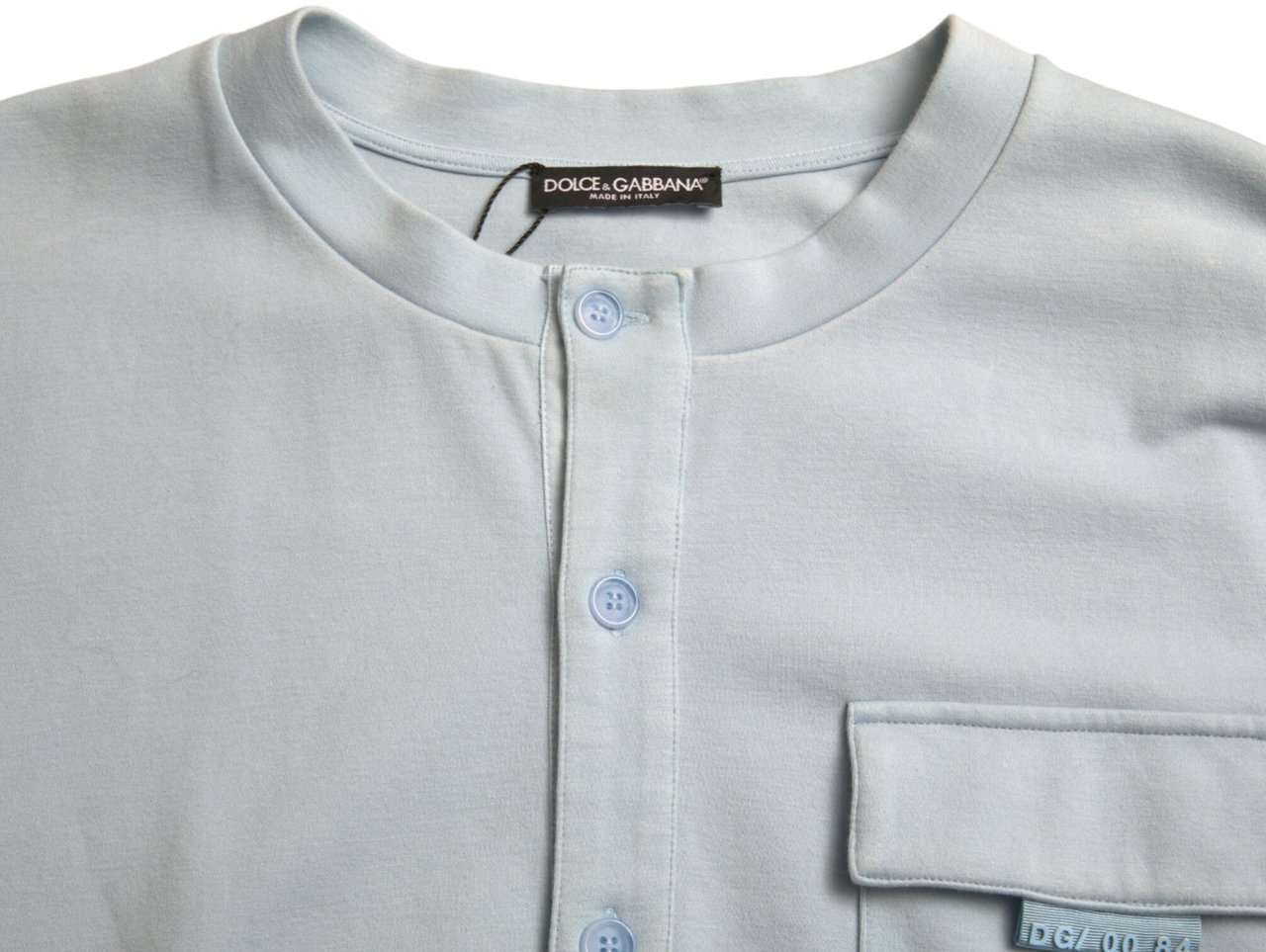Dolce & Gabbana Light Blue Cotton Buttoned Pullover Sweater Oranje