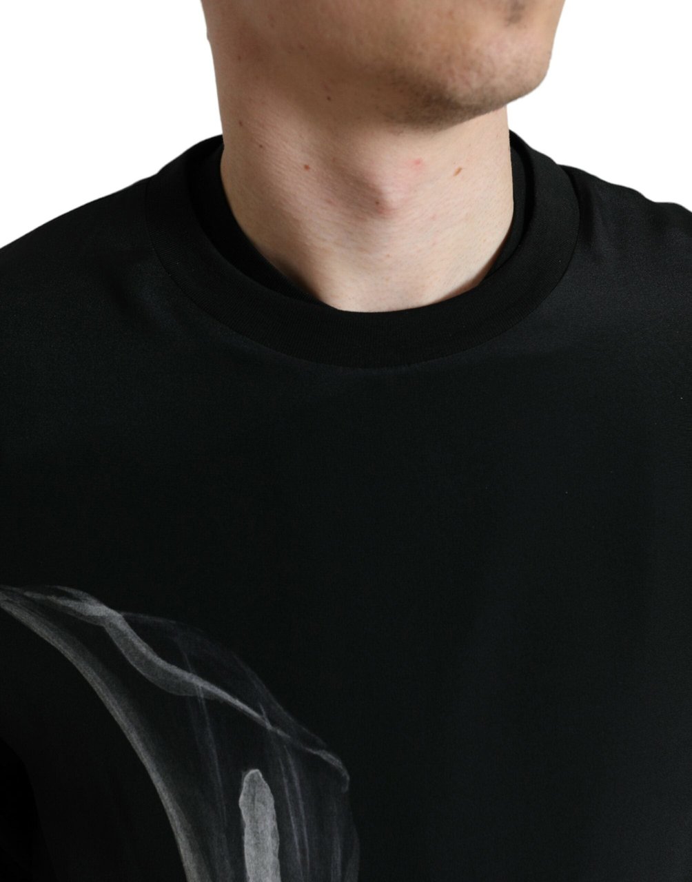 Dolce & Gabbana Black Floral Print Crewneck Pullover Sweater Zwart