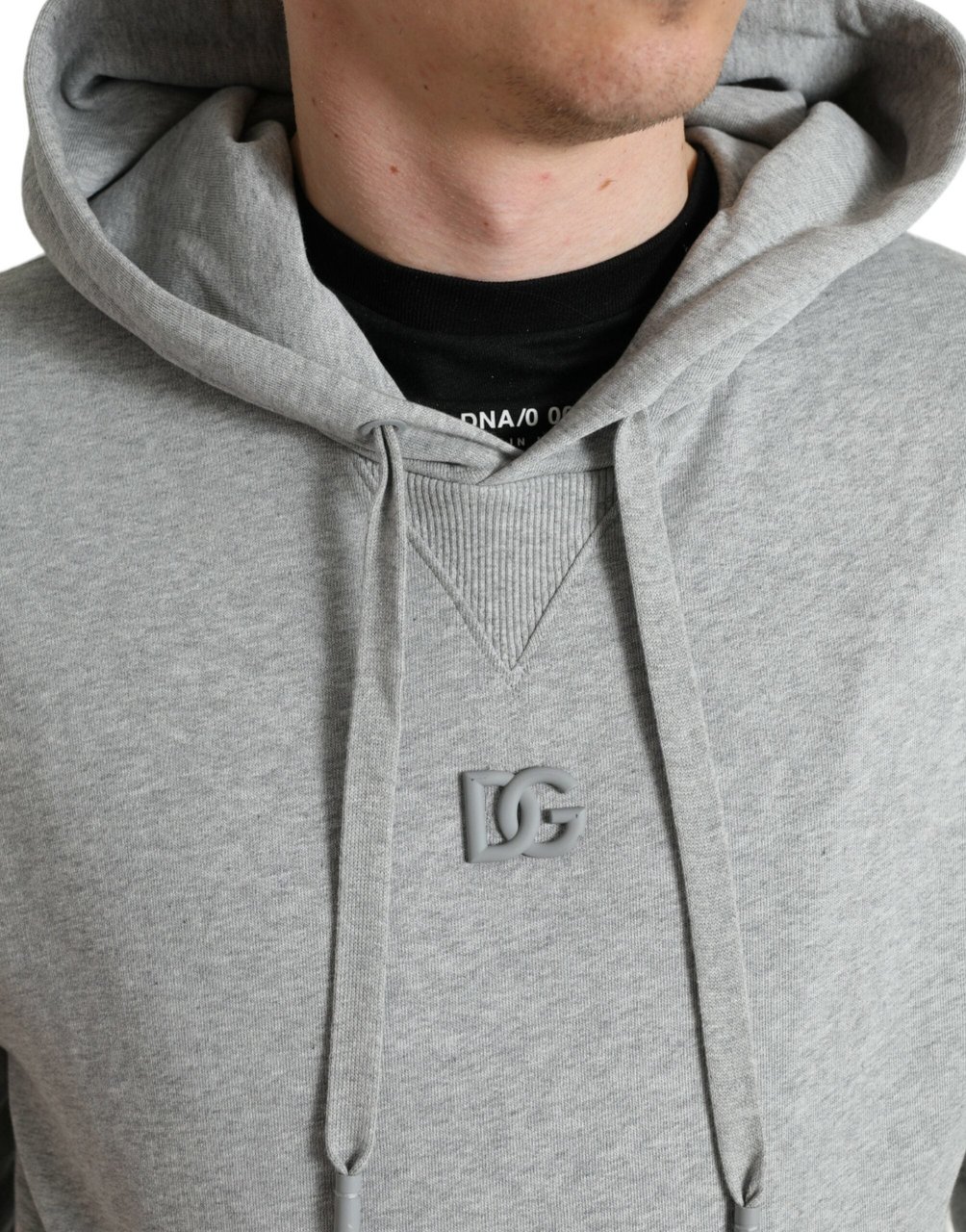 Dolce & Gabbana Gray Cotton Logo Hooded Sweatshirt Sweater Grijs