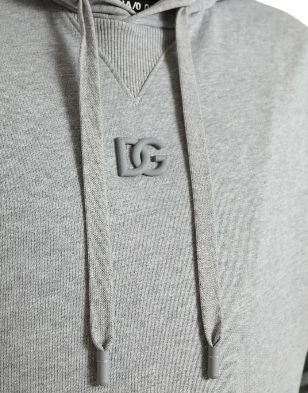Dolce & Gabbana Gray Cotton Logo Hooded Sweatshirt Sweater Grijs
