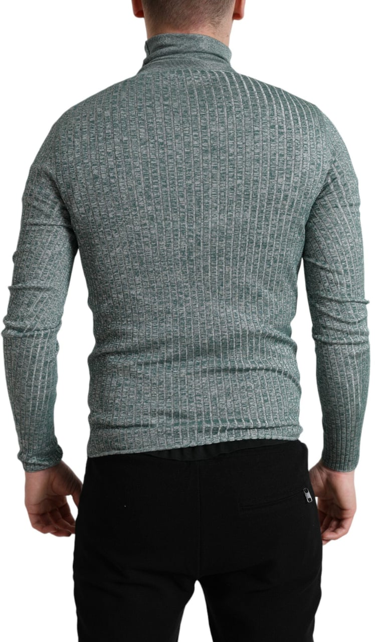 Dolce & Gabbana Green Polyester Turtleneck Pullover Sweater Groen