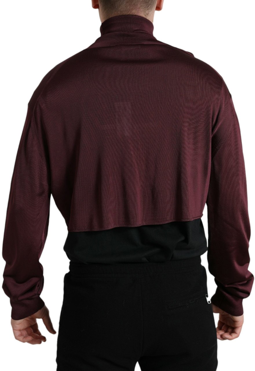 Dolce & Gabbana Maroon Viscose Turtleneck Pullover Sweater Zwart