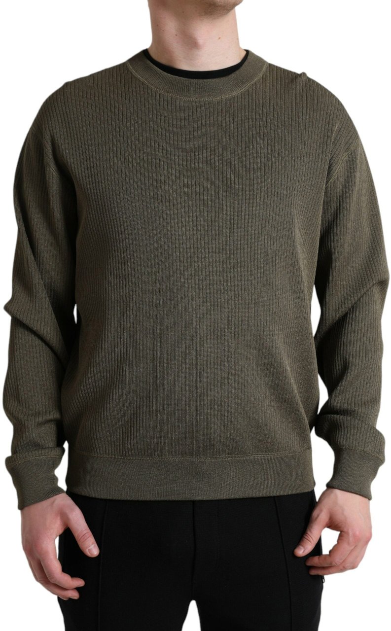 Dolce & Gabbana Green Viscose Crew Neck Men Pullover Sweater Blauw