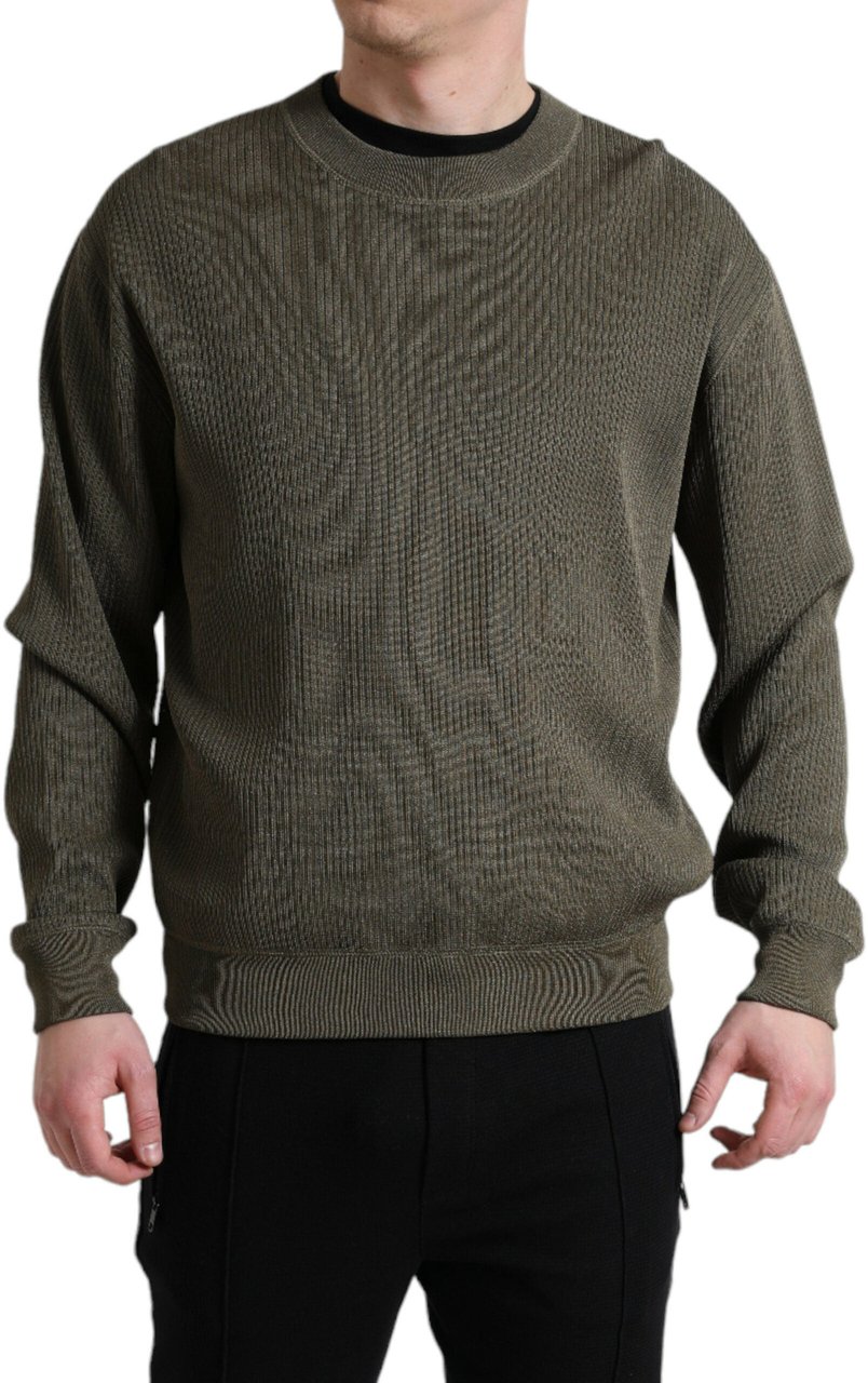 Dolce & Gabbana Green Viscose Crew Neck Men Pullover Sweater Blauw
